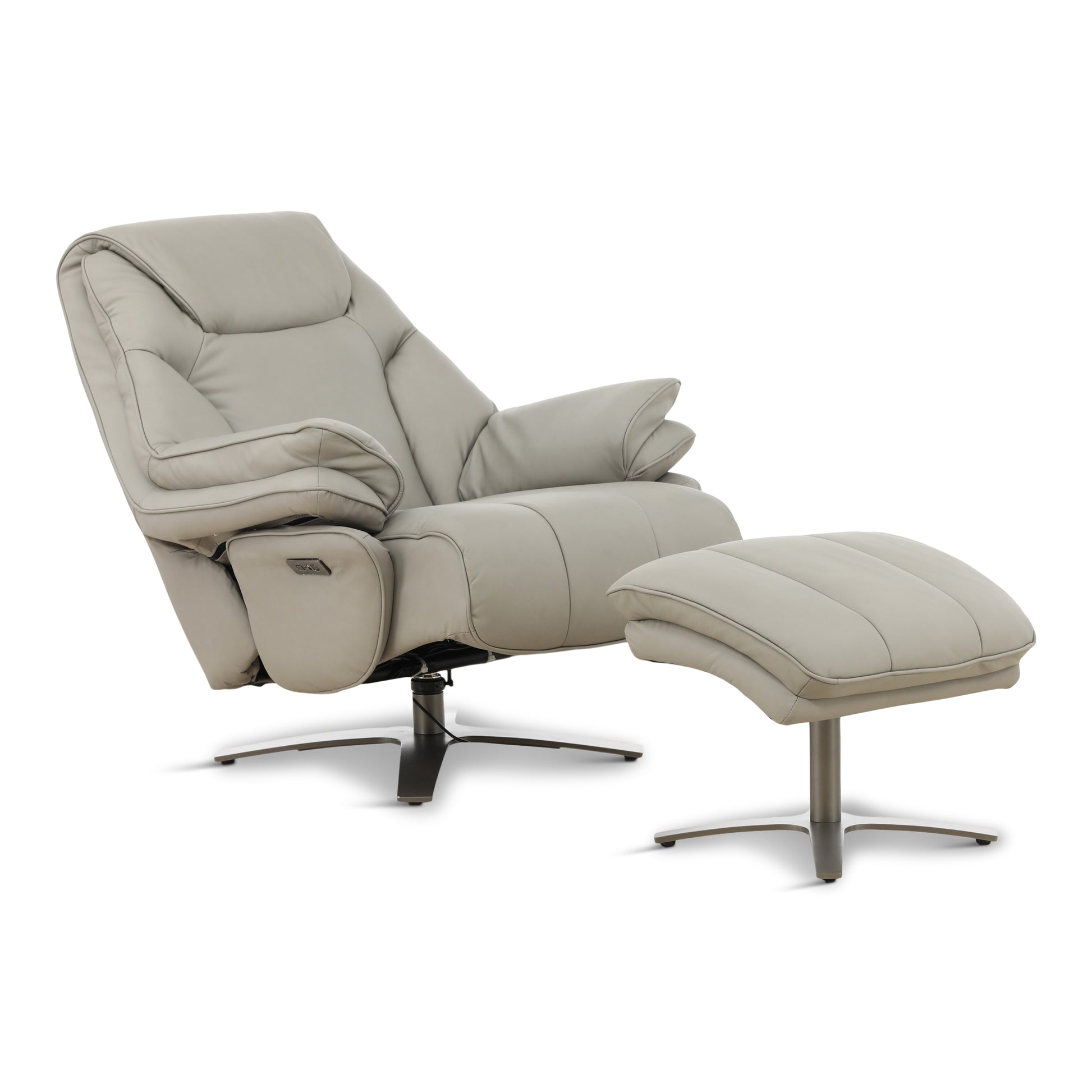 Cayman Leather Power Swivel Chair with Ottoman