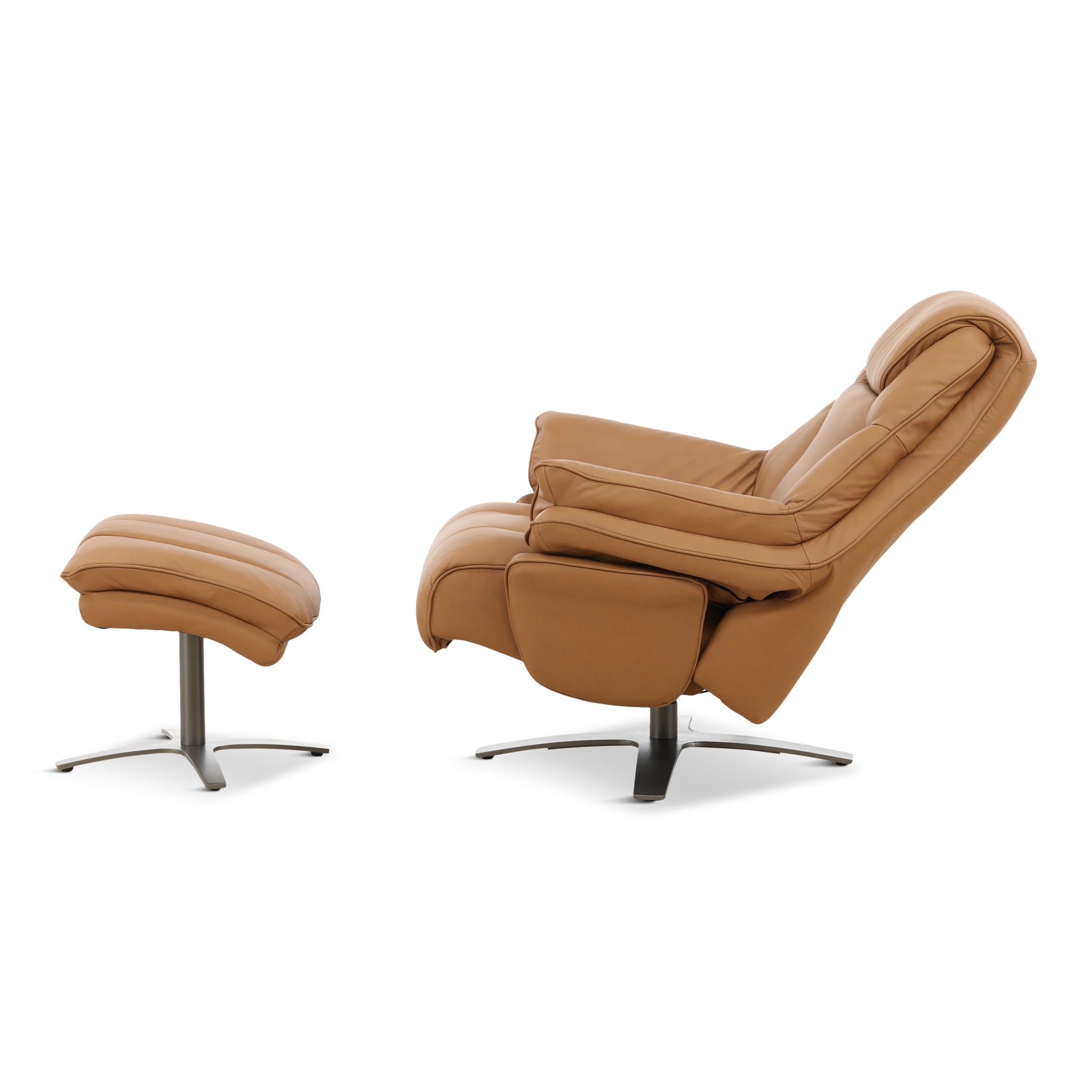 Cayman Leather Power Swivel Chair with Ottoman