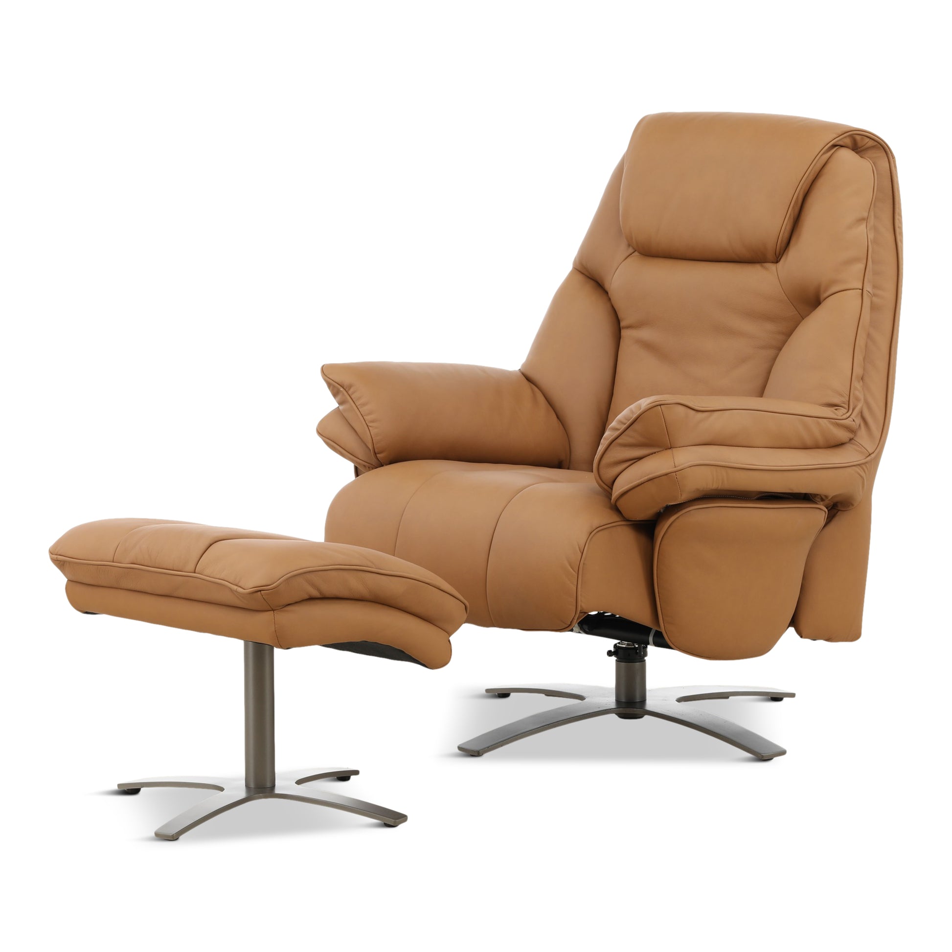 Cayman Leather Power Swivel Chair with Ottoman