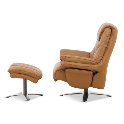 Cayman Leather Power Swivel Chair with Ottoman