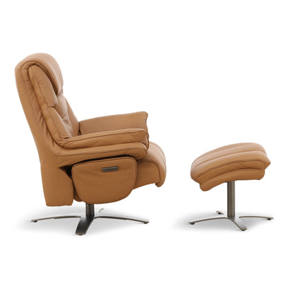 Cayman Leather Power Swivel Chair with Ottoman