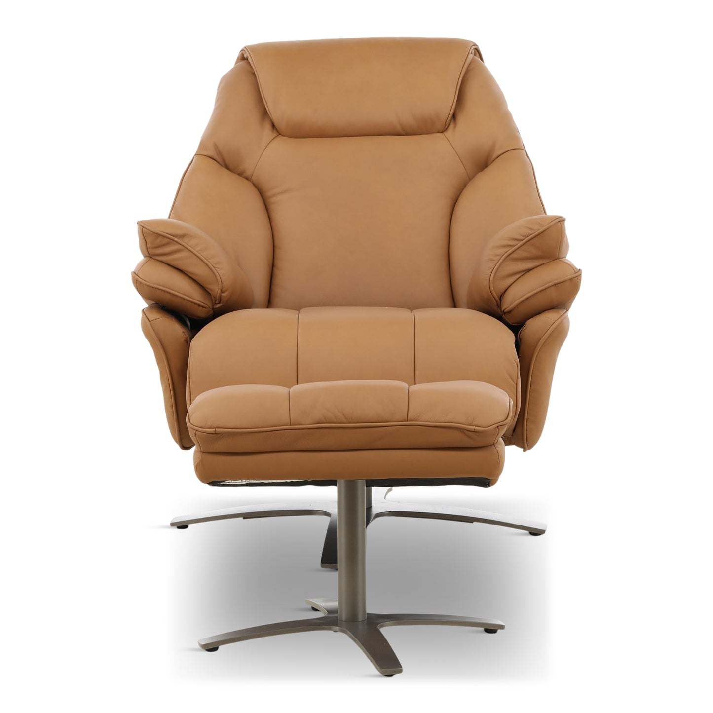 Cayman Leather Power Swivel Chair with Ottoman