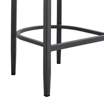 Argiope Outdoor Patio Counter Height Bar Stool in Aluminum with Gray Cushions