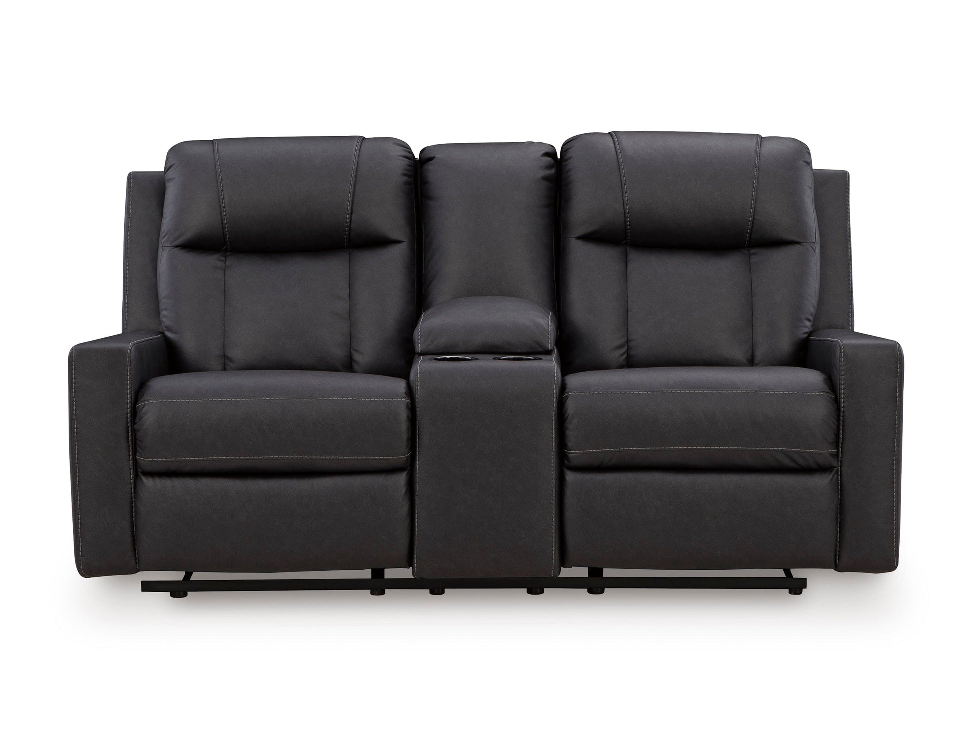 Mackmenville Double Reclining Console Loveseat Carbon