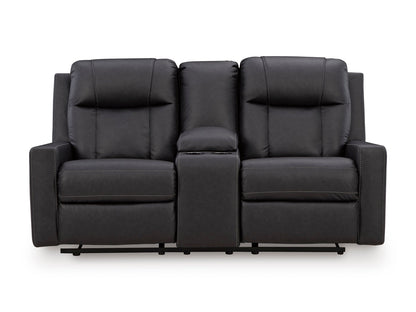 Mackmenville Double Reclining Console Loveseat Carbon