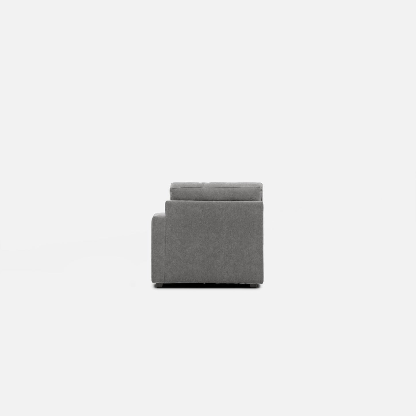 Dark gray modular chaise with tall backrest block and padded arms