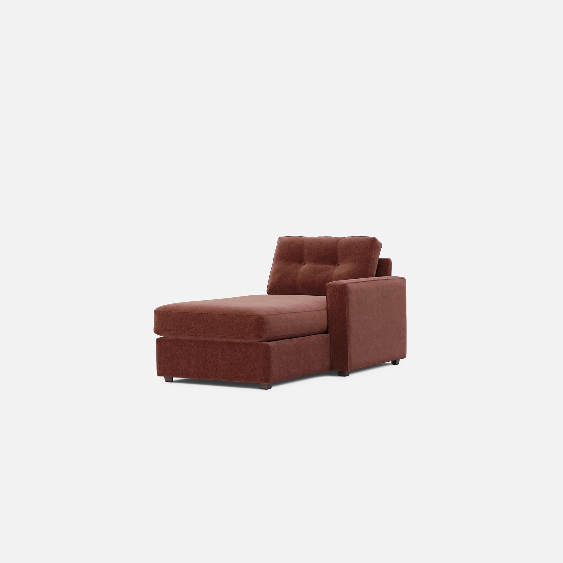 Merlot chaise lounge with padded back cushion and upholstered chaise base