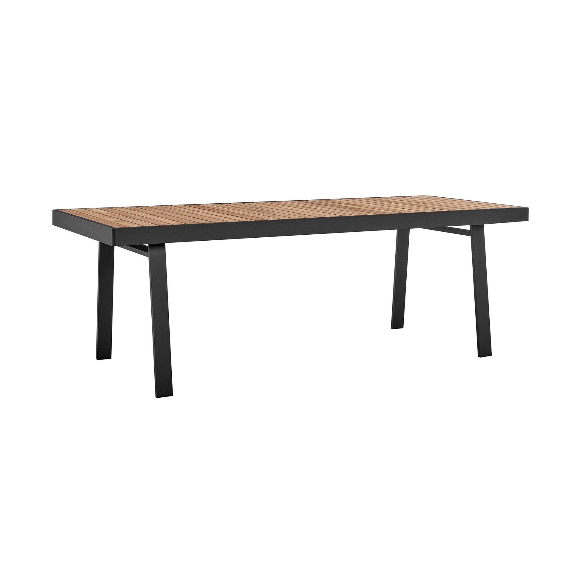 Nofi Outdoor Patio Dining Table in Charcoal Finish with Teak Wood Top