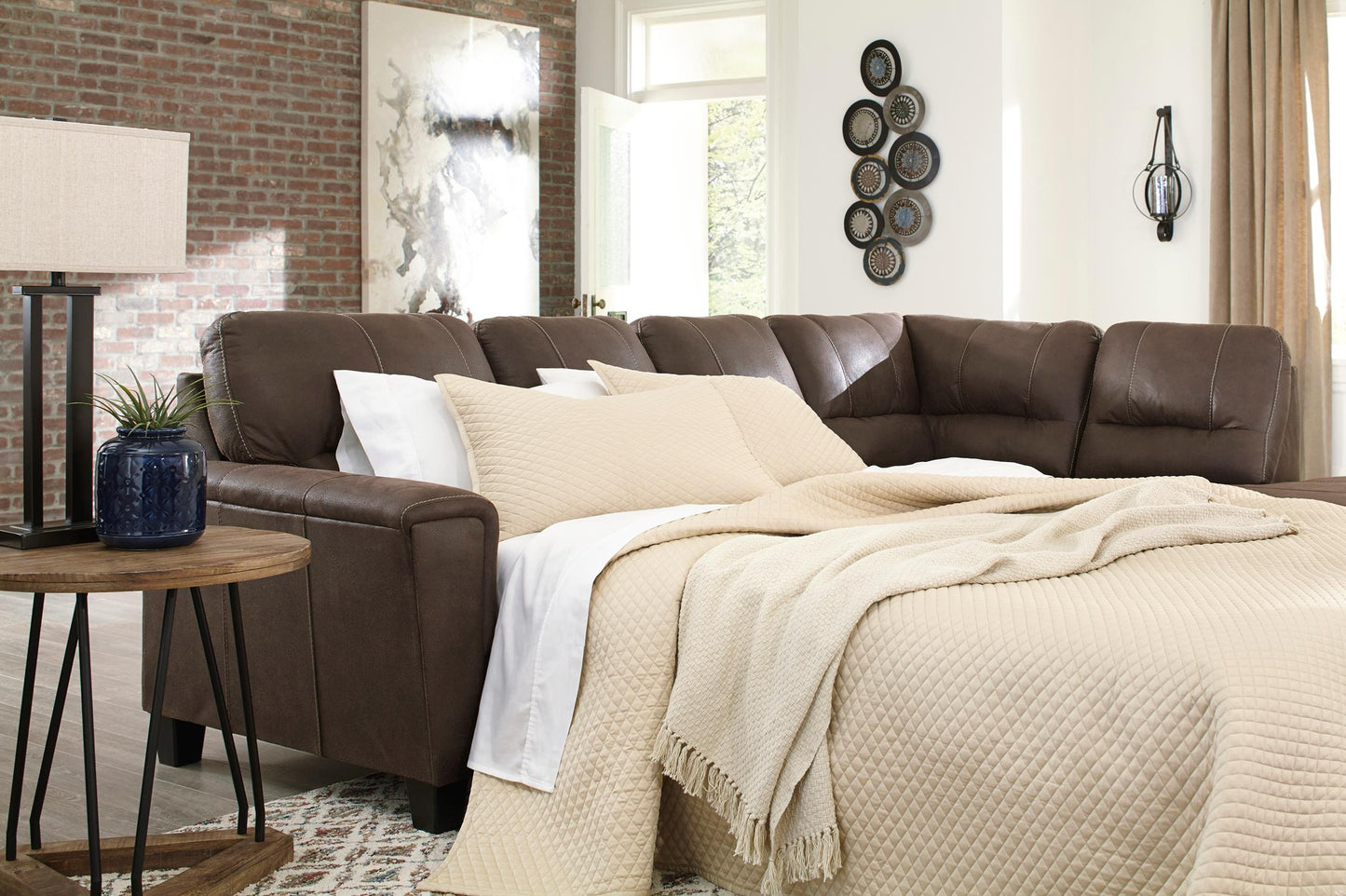 Navi 2-Piece Chestnut Sleeper Sectional with Chaise