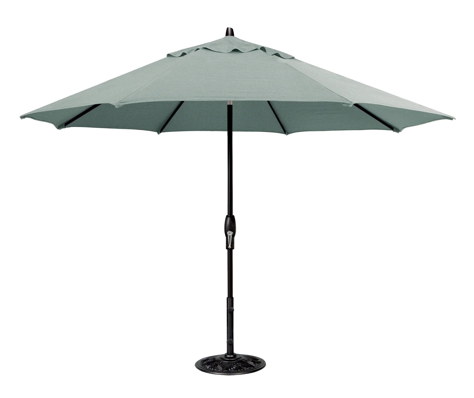 Green patio umbrella on a white background