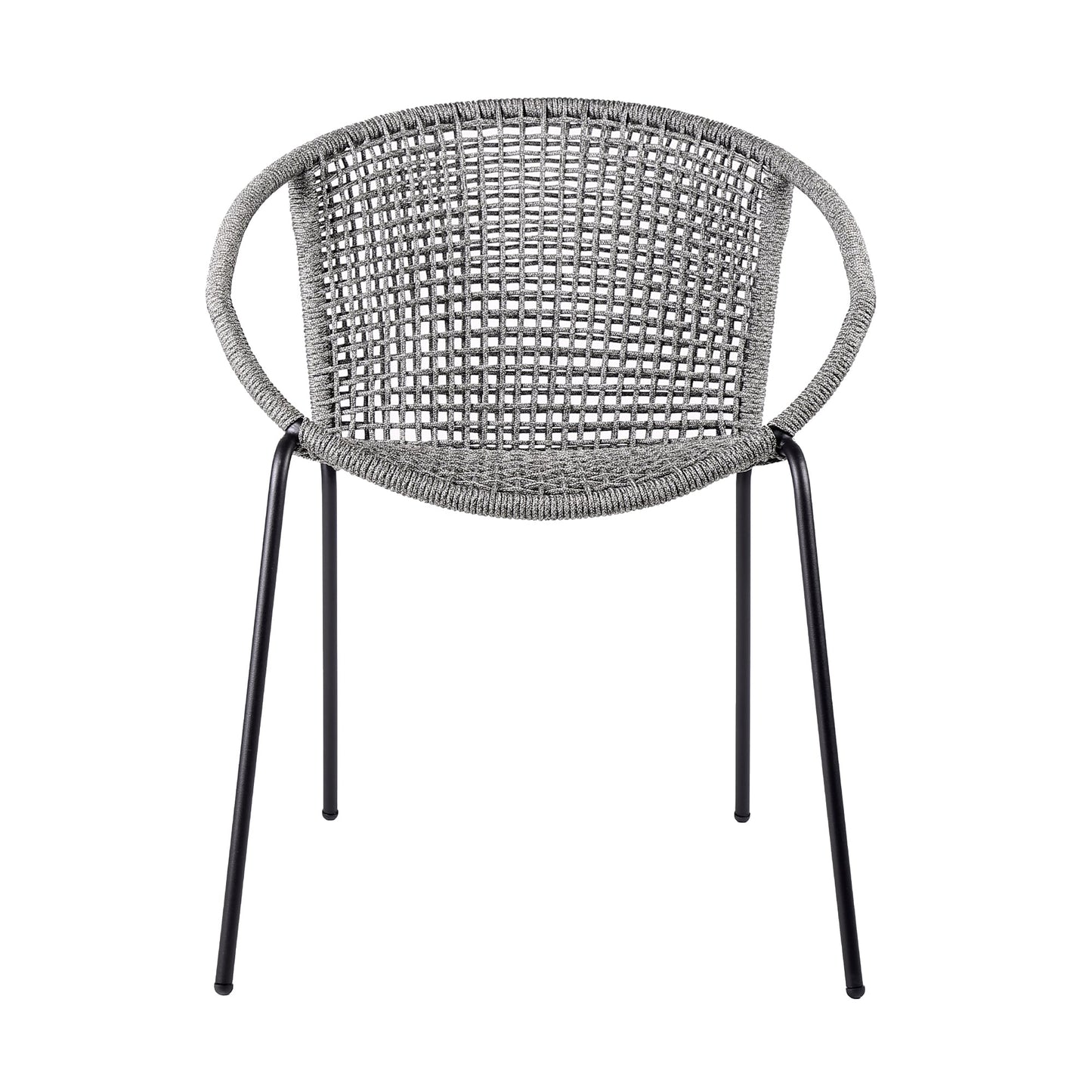 Snack Indoor Outdoor Stackable Steel Dining Chair with Gray Rope (Set 