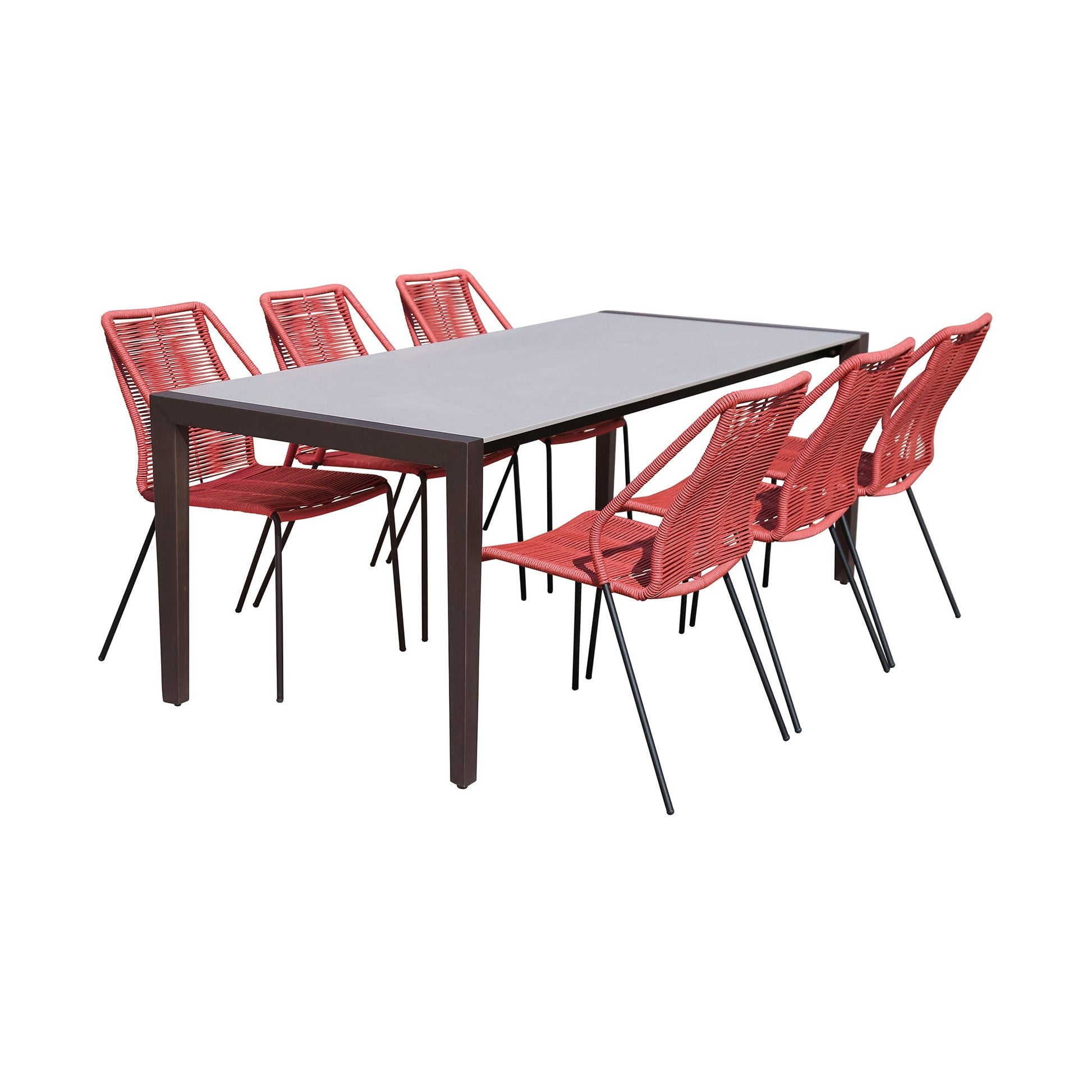 Fineline and Clip Indoor Outdoor 7 Piece Dining Set in Dark Eucalyptus Wood