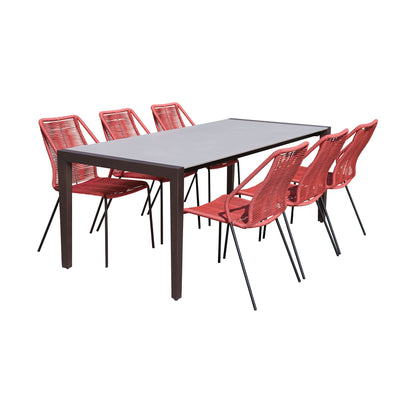 Fineline and Clip Indoor Outdoor 7 Piece Dining Set in Dark Eucalyptus Wood