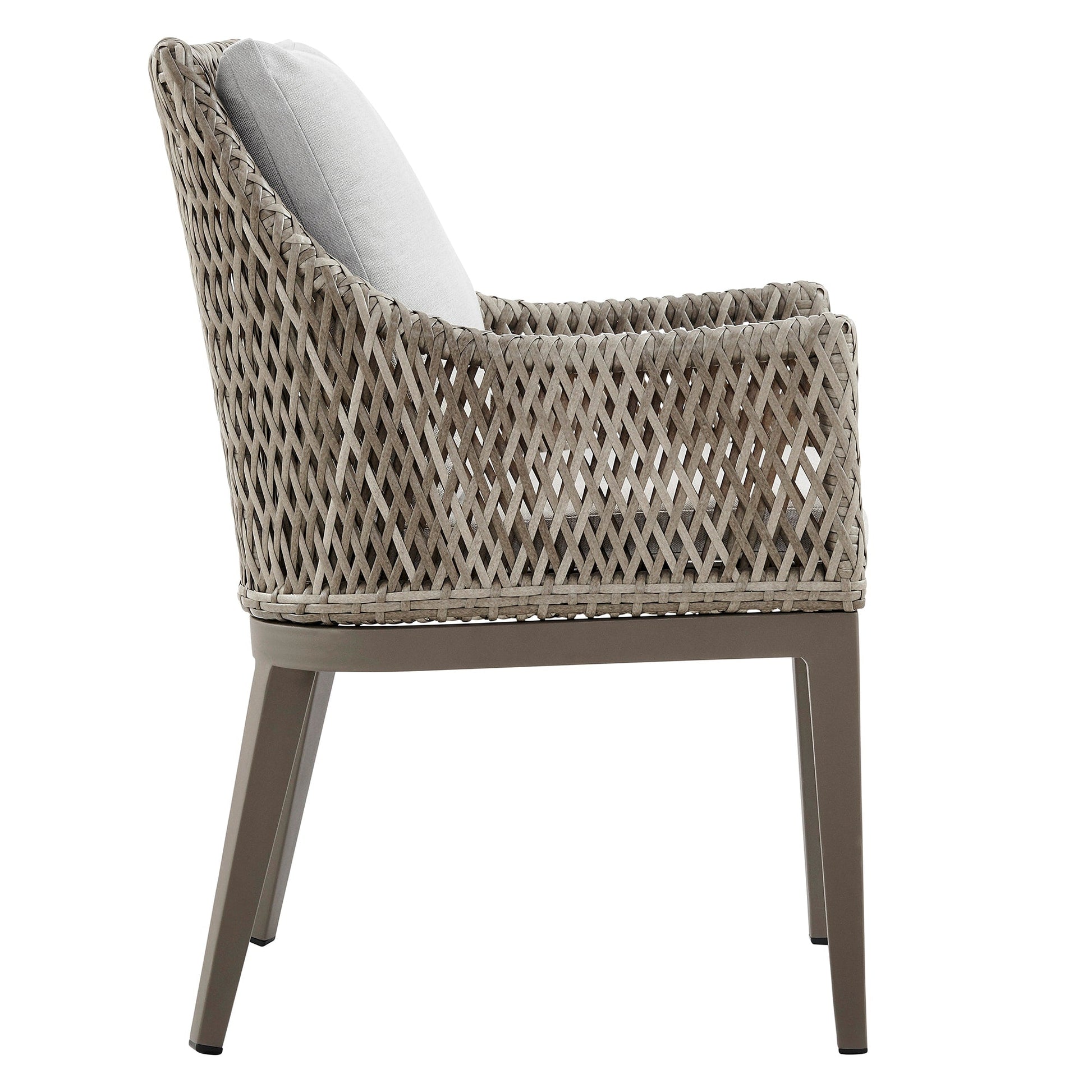 Silvana Outdoor Wicker and Aluminum Gray Dining Chair with Beige Cushions (Set of 2)