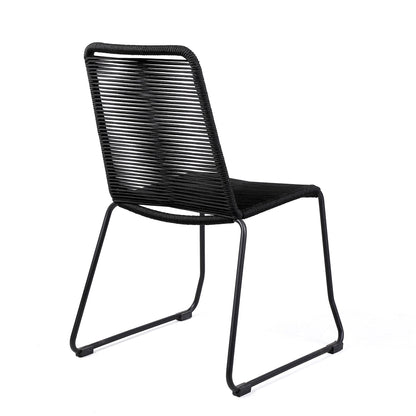 Shasta Outdoor Metal and Black Rope Stackable Dining Chair (Set of 2)