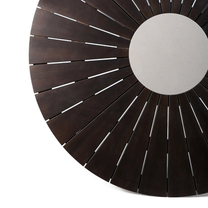 Sachi Outdoor Dark Eucalyptus Wood and Concrete Round Dining Table