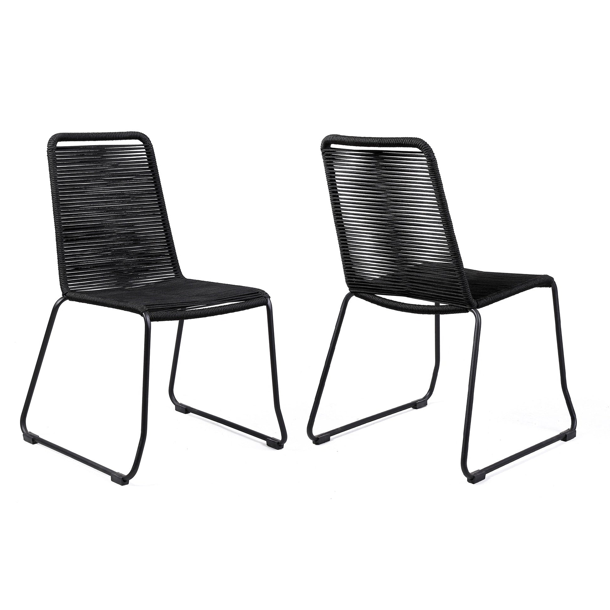 Shasta Outdoor Metal and Black Rope Stackable Dining Chair (Set of 2)