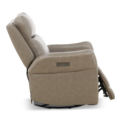 Manning Leather Power Swivel Glider with Zero Gravity