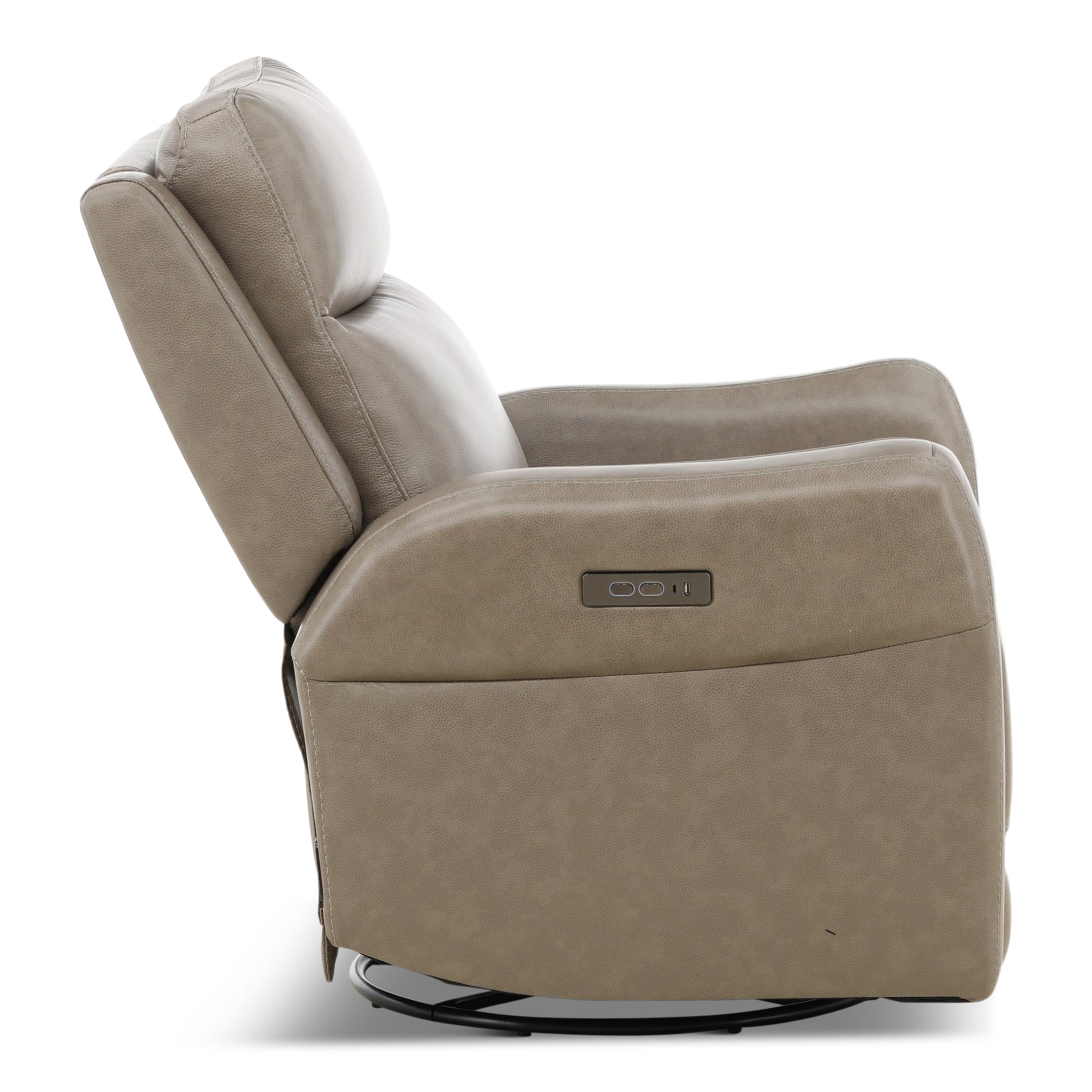 Manning Leather Power Swivel Glider with Zero Gravity