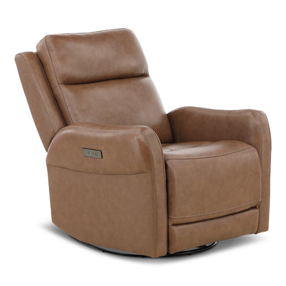Manning Leather Power Swivel Glider with Zero Gravity