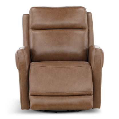 Manning Leather Power Swivel Glider with Zero Gravity