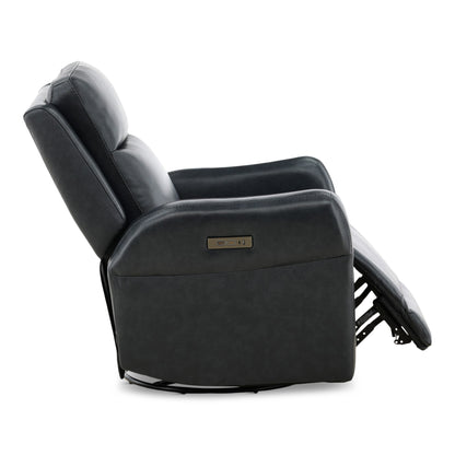 Manning Leather Power Swivel Glider with Zero Gravity