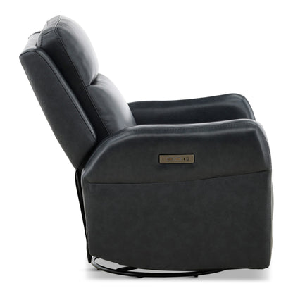 Manning Leather Power Swivel Glider with Zero Gravity