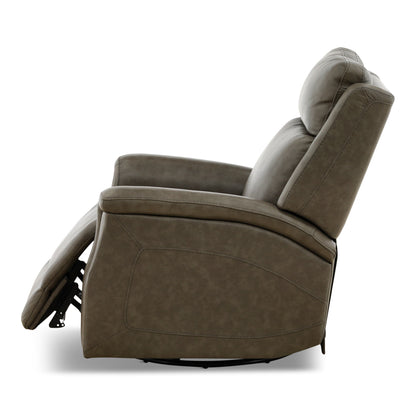 Eddystone Leather Power Swivel Glider Recliner with ZeroGravity