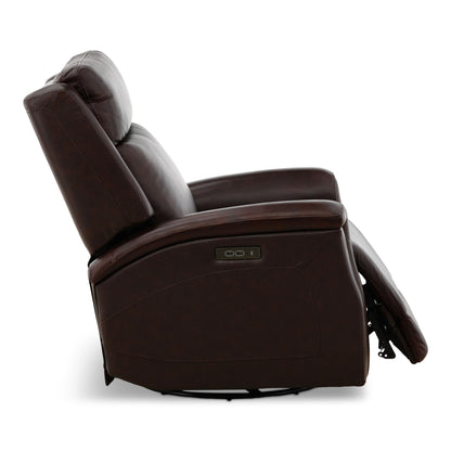 Eddystone Leather Power Swivel Glider Recliner with ZeroGravity