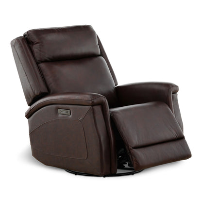 Eddystone Leather Power Swivel Glider Recliner with ZeroGravity