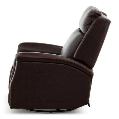Eddystone Leather Power Swivel Glider Recliner with ZeroGravity