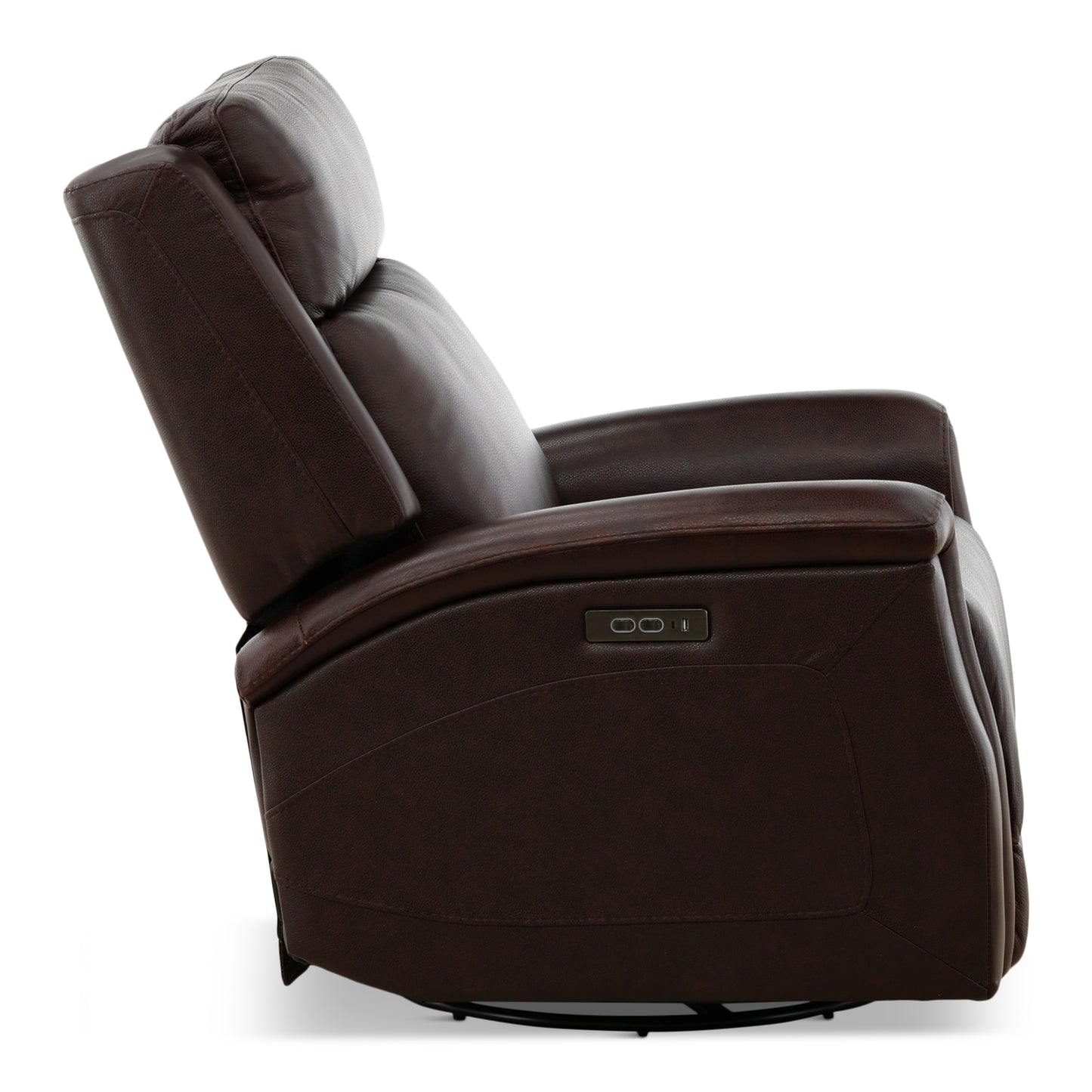 Eddystone Leather Power Swivel Glider Recliner with ZeroGravity