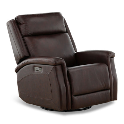 Eddystone Leather Power Swivel Glider Recliner with ZeroGravity