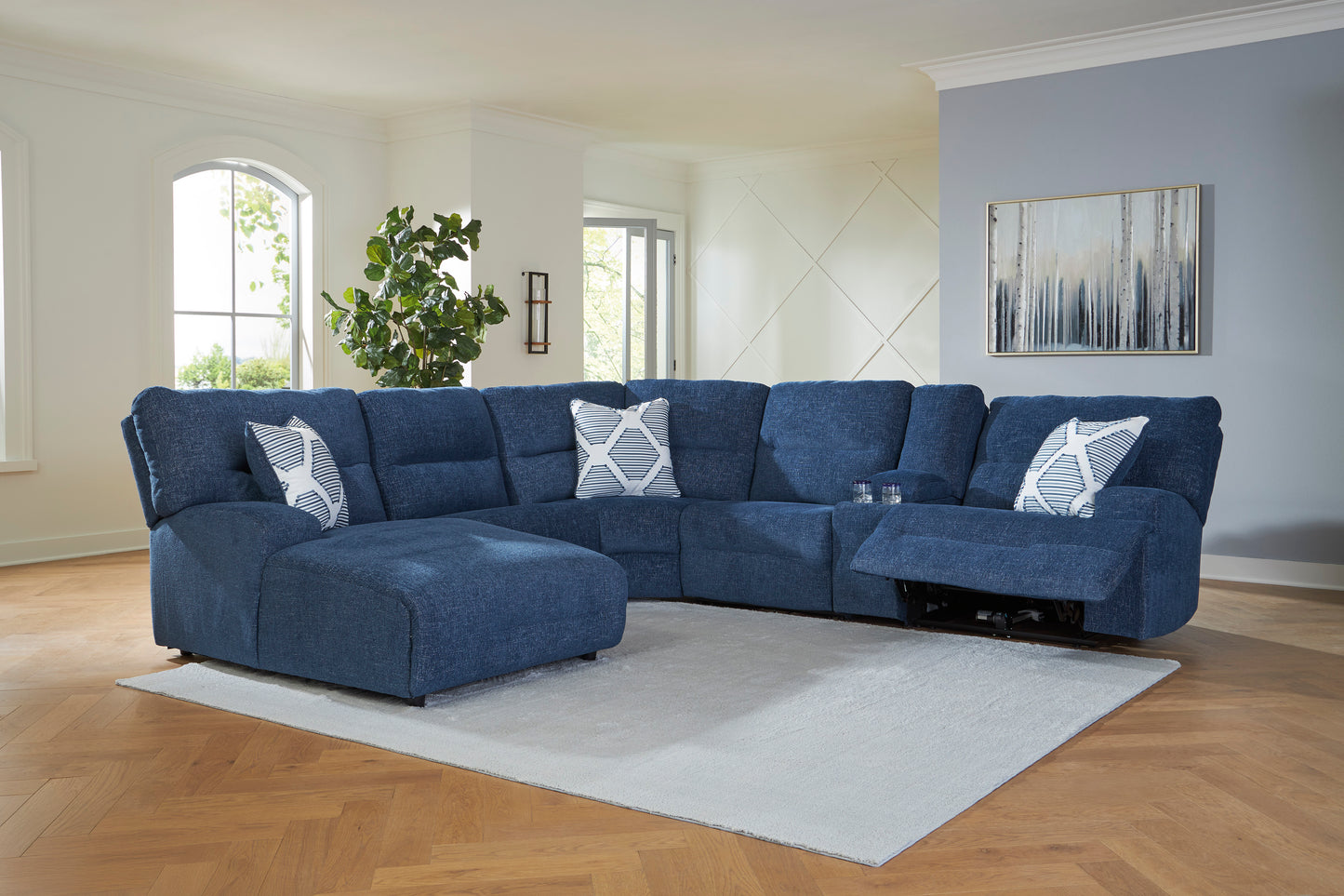 Acklen Place Left-Facing 6-Piece Power Reclining Sectional with Chaise