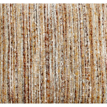 Close-up of tan and cream striped accent pillow fabric texture.