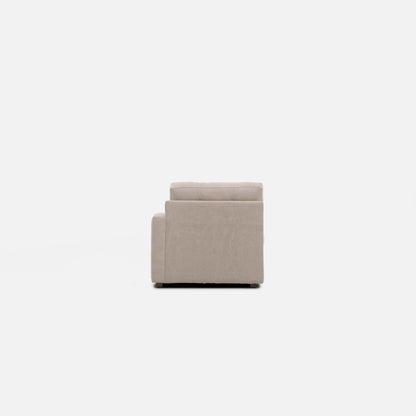 Stone modular one-chaise sectional chair with tall backrest and seat cushion