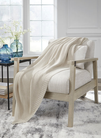 Sand knit throw blanket with textured ribbed weave
