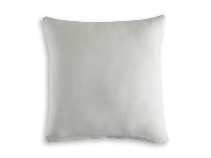 Light gray square decorative pillow with smooth solid fabric front