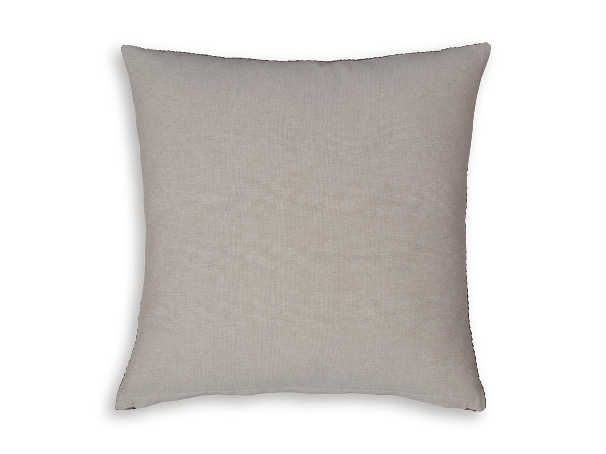 Solid square decorative pillow in light gray with stitched edges