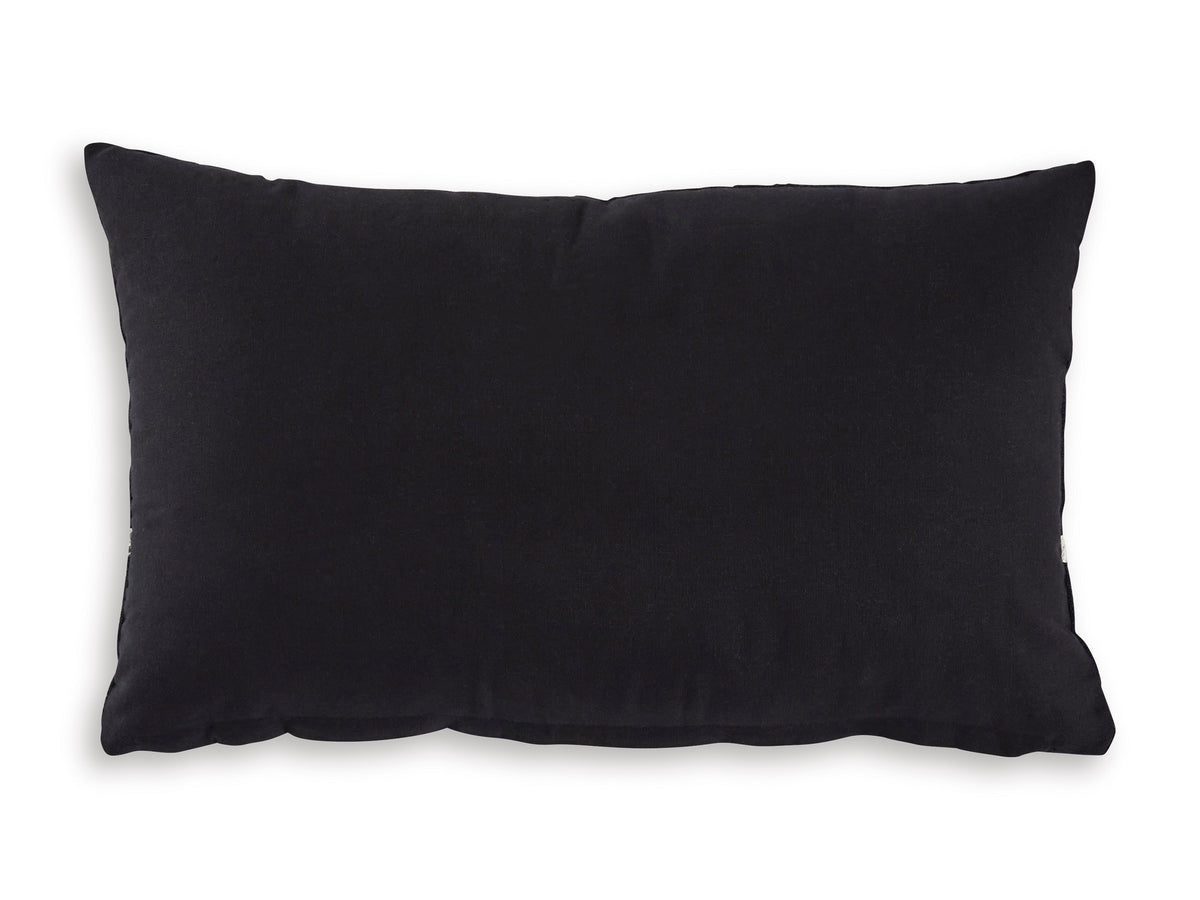 Black rectangular throw pillow with smooth fabric and simple stitched edges