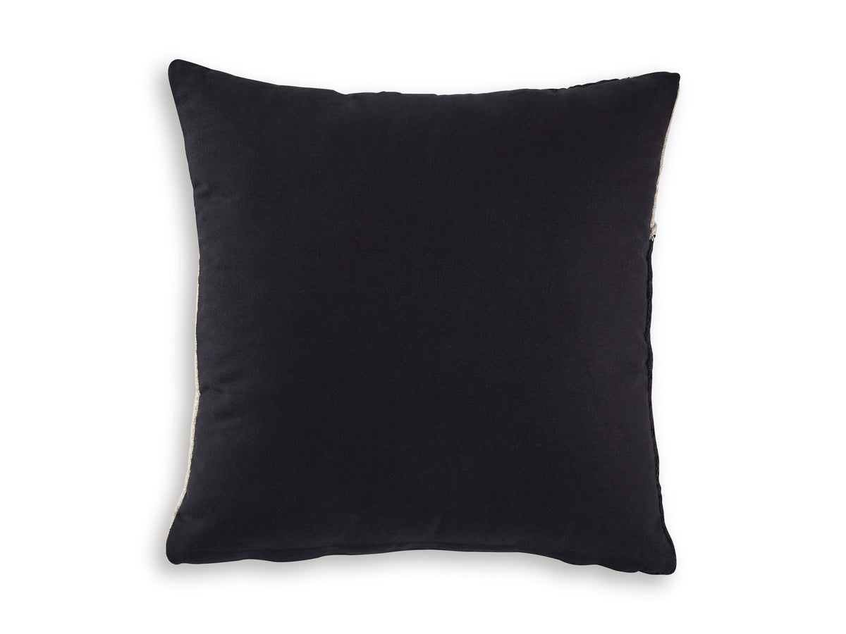 Black square throw pillow with smooth fabric surface