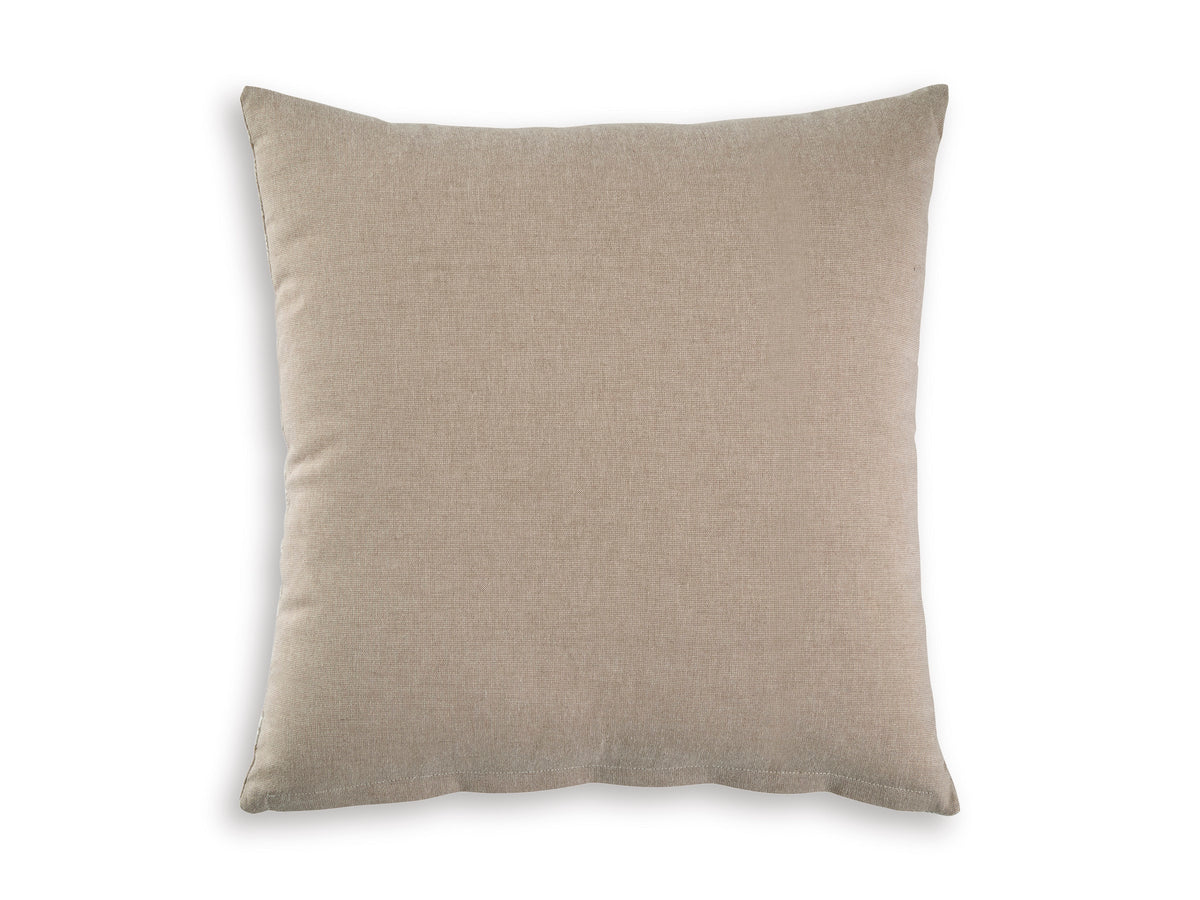 Square throw pillow in solid taupe-beige fabric