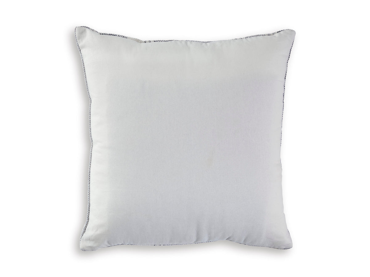 Solid white square throw pillow with piped seam