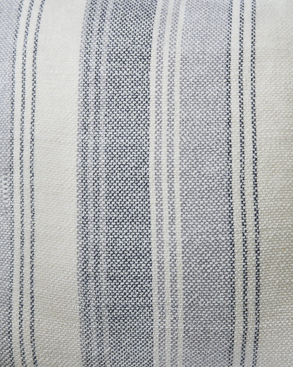 Woven fabric closeup with vertical light gray and white stripes