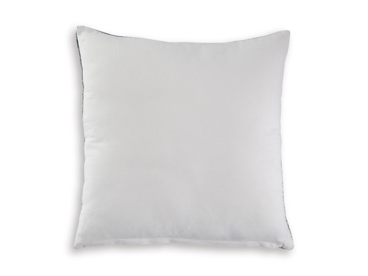 White square throw pillow with smooth fabric and stitched edges