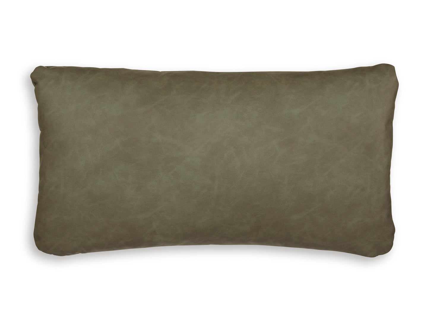 Rectangular decorative pillow, sage green faux leather look with stitched edges