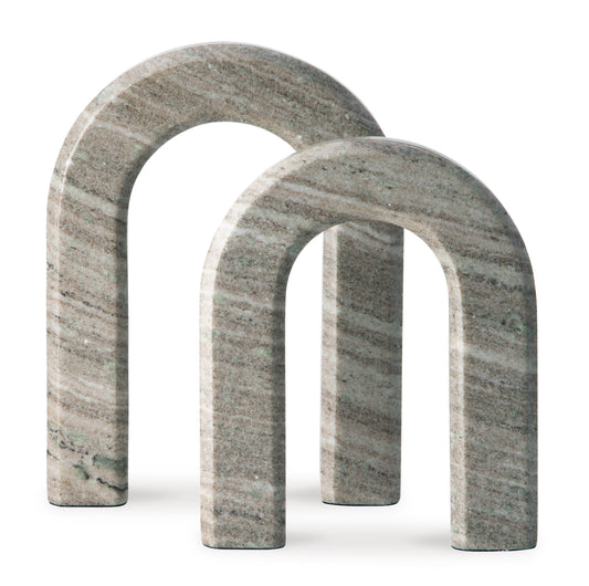 Ashley Keithton stone arch sculptures, set of 2, gray with striped stone grain