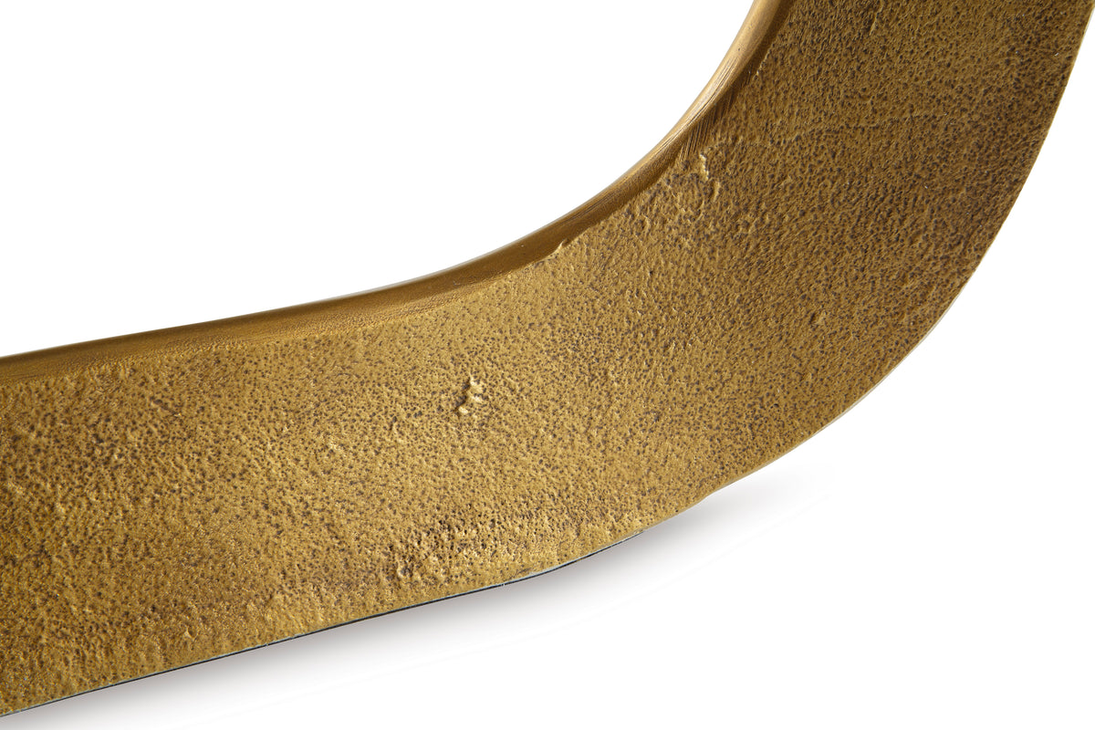 Gold-toned vase rim and curved side, textured speckled metal finish