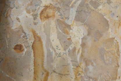 Beige marble tray surface detail with mottled brown speckles