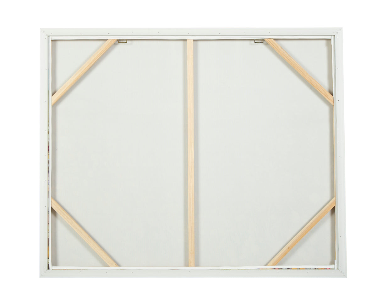 Wall art frame backing with white panel and cross braces